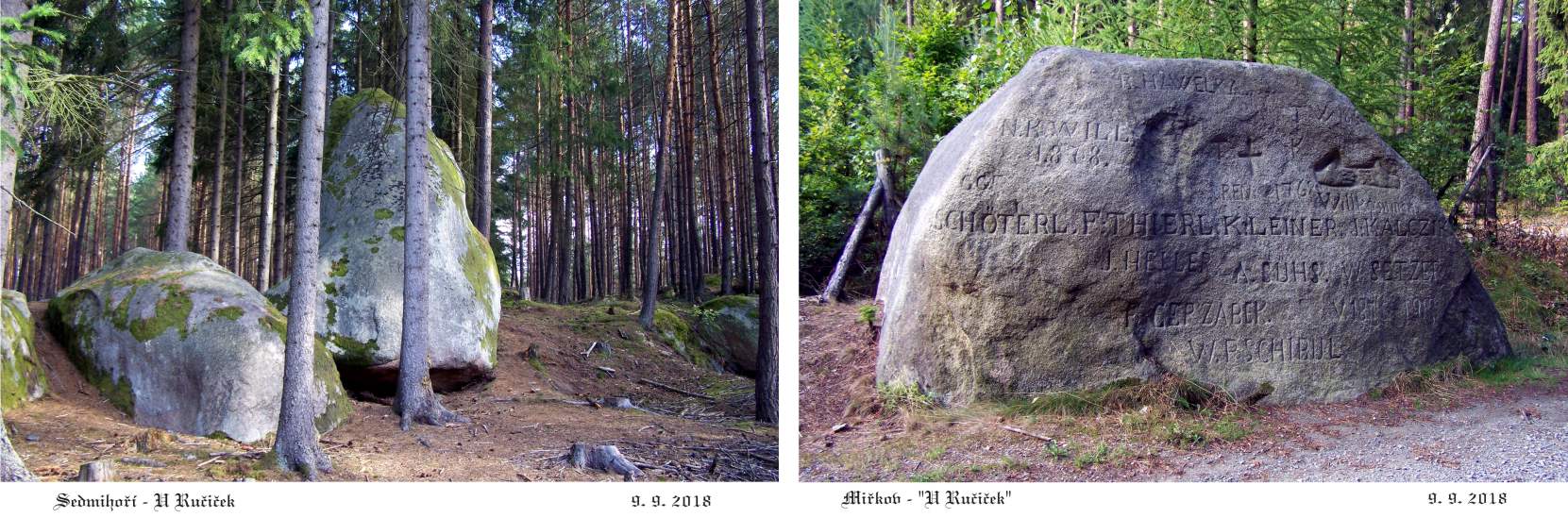 Sedmihoří je plné žulových balvanů, nejznámější je U Ručiček.