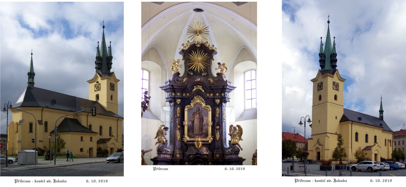 Fotogenický děkanský kostel sv. Jakuba s novogotickou věží.
