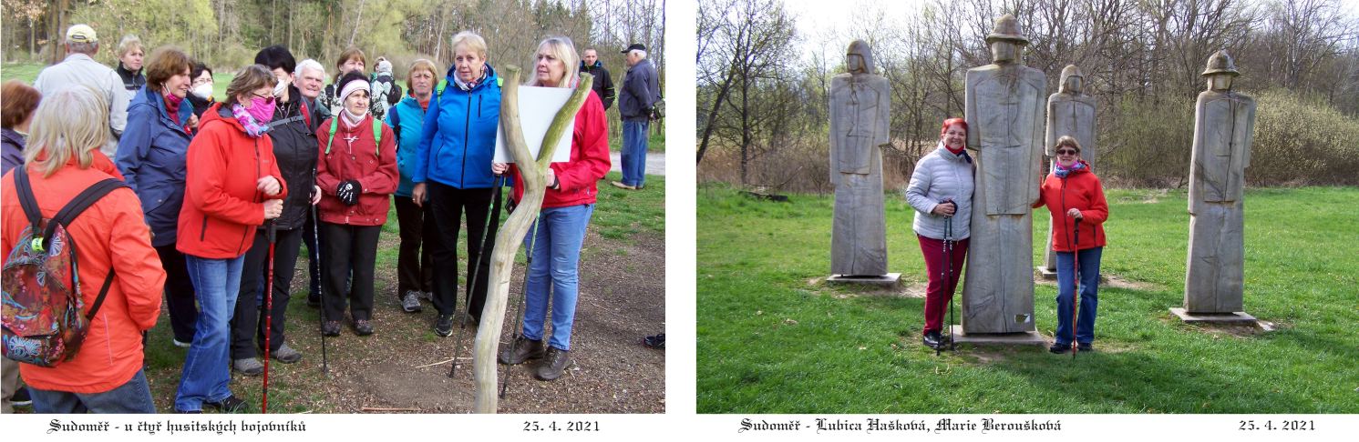 Zastavení u čtyř husitských bojovníků.