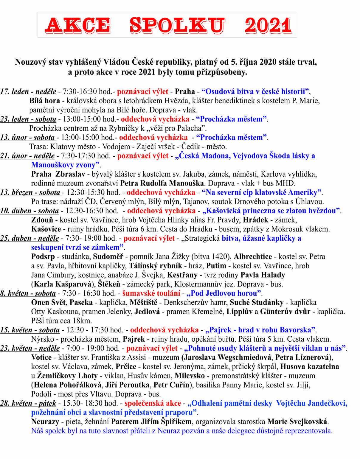 akce spolku a