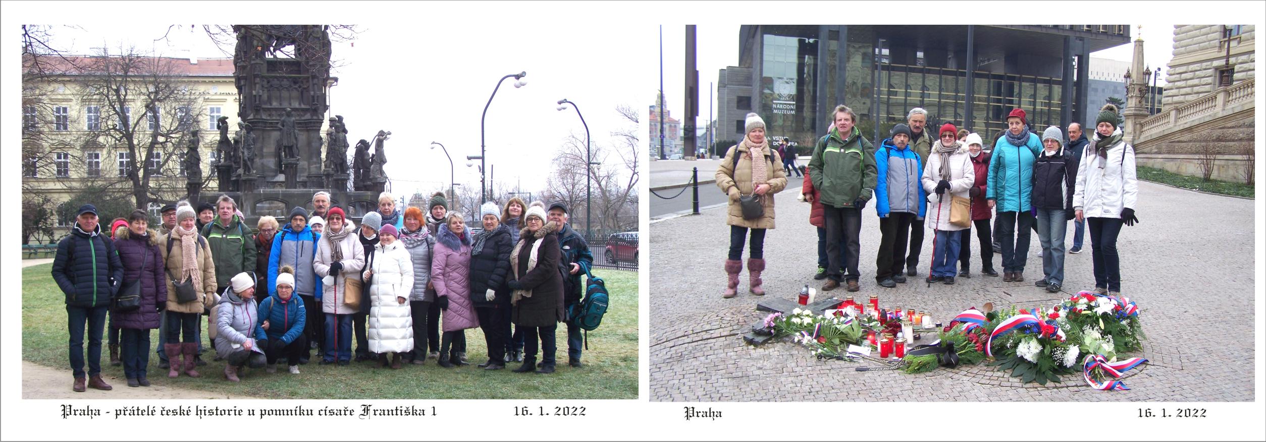 Společné fotografování u pomníku císaře Františka a u Jana Palacha.