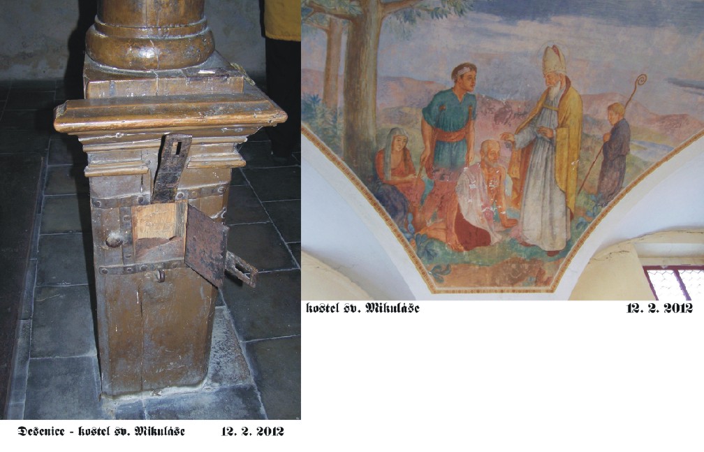 kostel - kasička a malby