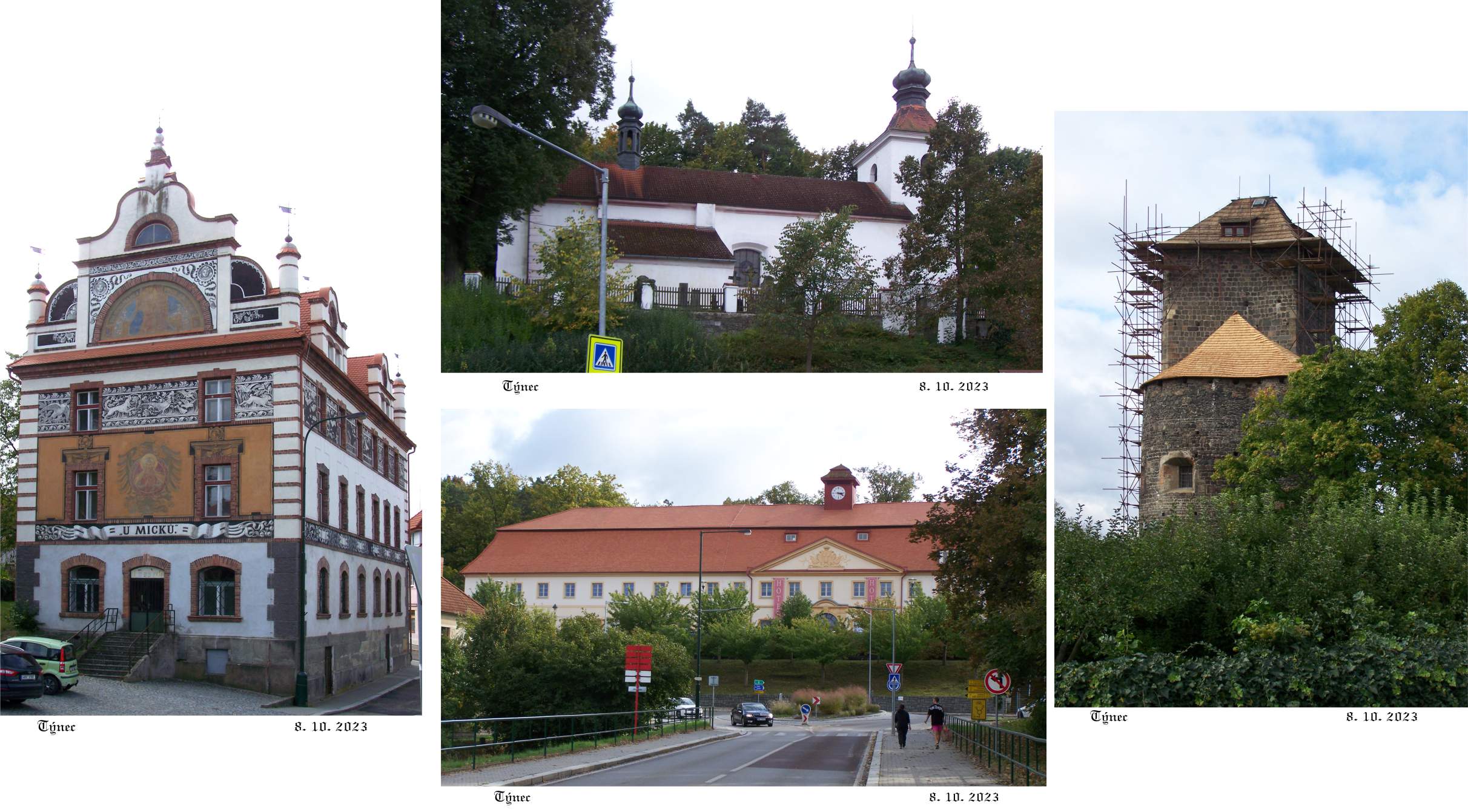 Týnec - románská rotunda sv. Václava, továrna na kameninu, kostel a secesní dům U Micků.