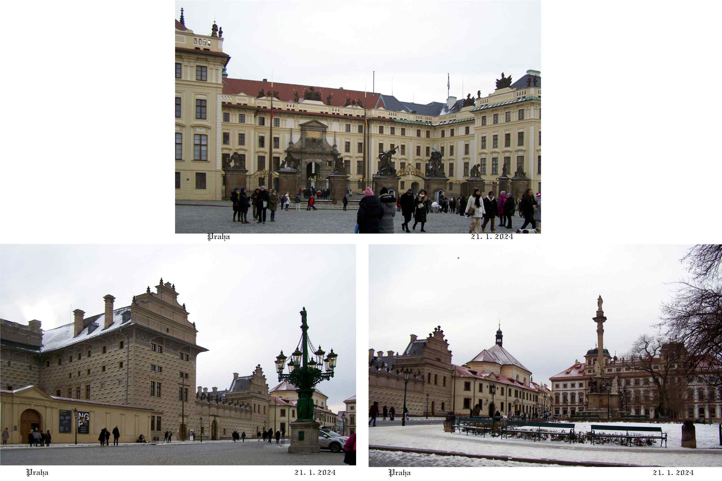 Hradčanské náměstí je centrem turistů.
