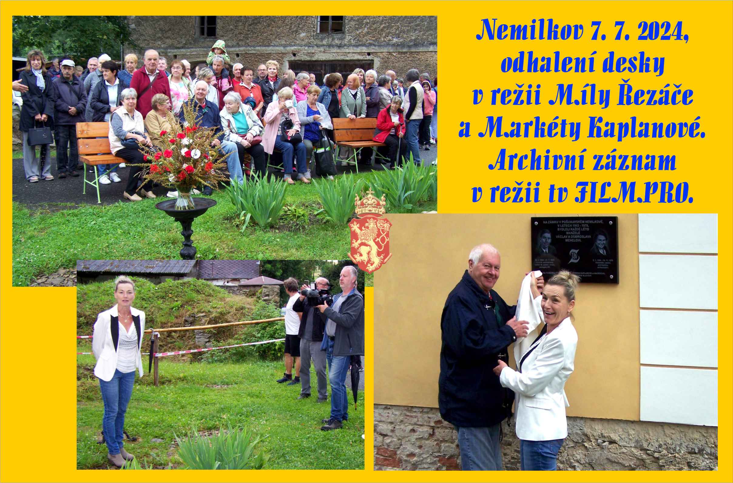 Odhalení pamětní desky bylo společné, za náš spolek muž, za zámek dáma.