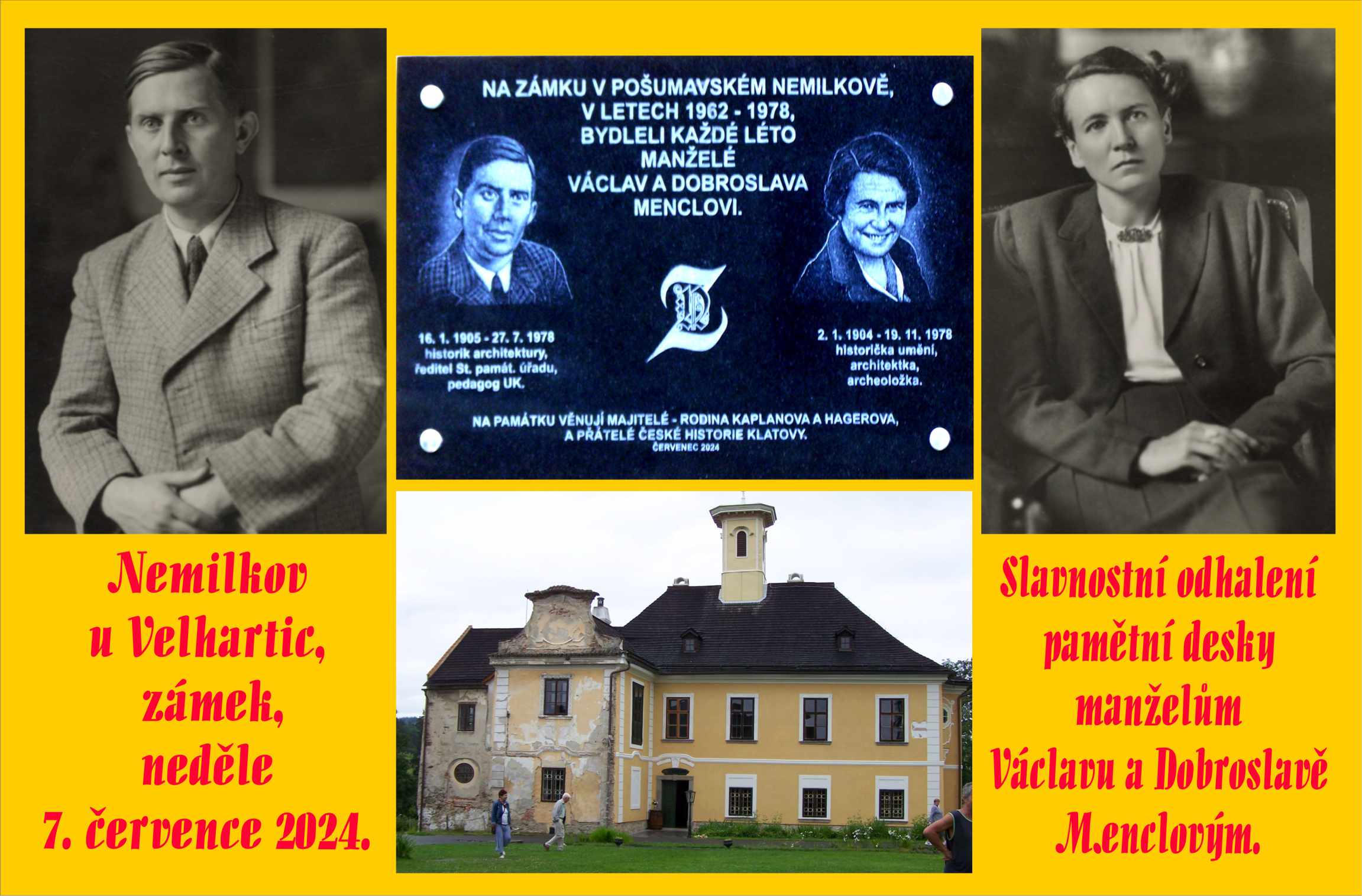 Pamětní deskou jsme připomněli persony historie architektury manžele Menclovi.