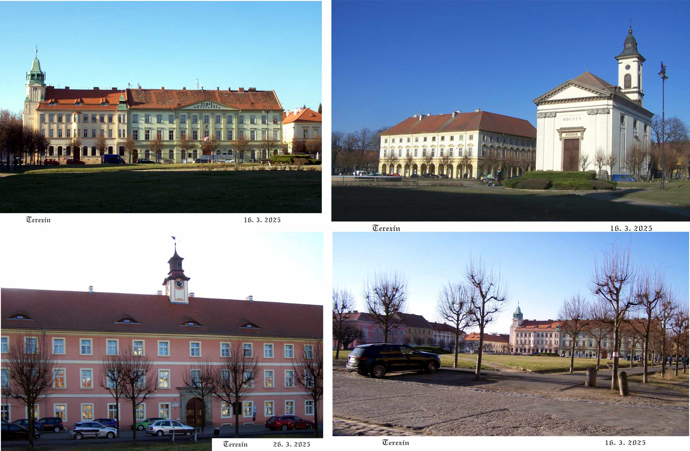 Terezín, náměstí s kostelem.